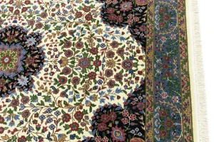 Cream & Blue Floral 5X7 Kirman Oriental Rug
