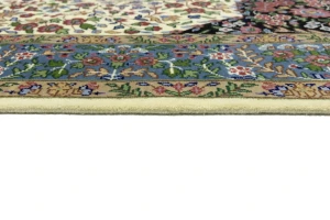 Cream & Blue Floral 5X7 Kirman Oriental Rug
