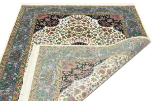 Cream & Blue Floral 5X7 Kirman Oriental Rug