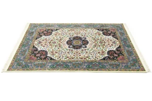 Cream & Blue Floral 5X7 Kirman Oriental Rug