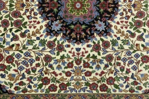 Cream & Blue Floral 5X7 Kirman Oriental Rug