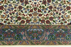Cream & Blue Floral 5X7 Kirman Oriental Rug