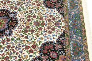 Cream & Blue Floral 5X7 Kirman Oriental Rug