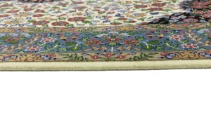 Cream & Blue Floral 5X7 Kirman Oriental Rug