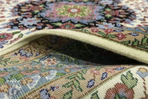 Cream & Blue Floral 5X7 Kirman Oriental Rug