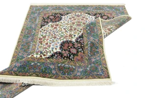 Cream & Blue Floral 5X7 Kirman Oriental Rug