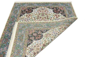 Cream & Blue Floral 5X7 Kirman Oriental Rug