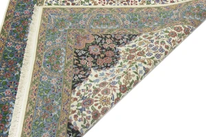 Cream & Blue Floral 5X7 Kirman Oriental Rug