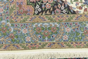 Cream & Blue Floral 5X7 Kirman Oriental Rug