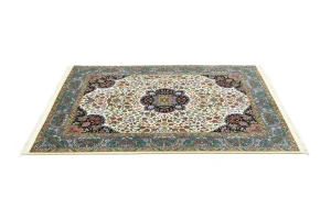 Cream & Blue Floral 5X7 Kirman Oriental Rug