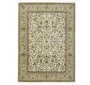 Cream Brown Floral 6X8 Kirman Oriental Rug