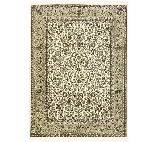 Cream Brown Floral 6X8 Kirman Oriental Rug