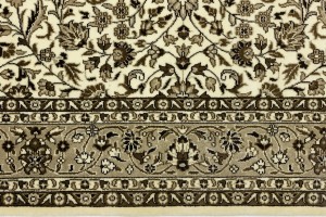 Cream Brown Floral 6X8 Kirman Oriental Rug