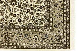 Cream Brown Floral 6X8 Kirman Oriental Rug
