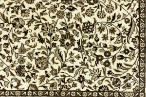Cream Brown Floral 6X8 Kirman Oriental Rug