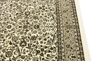 Cream Brown Floral 6X8 Kirman Oriental Rug
