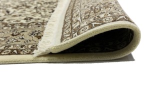 Cream Brown Floral 6X8 Kirman Oriental Rug