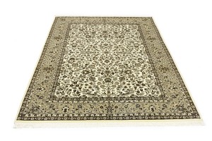 Cream Brown Floral 6X8 Kirman Oriental Rug