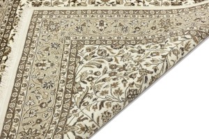 Cream Brown Floral 6X8 Kirman Oriental Rug