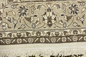 Cream Brown Floral 6X8 Kirman Oriental Rug