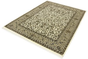 Cream Brown Floral 6X8 Kirman Oriental Rug