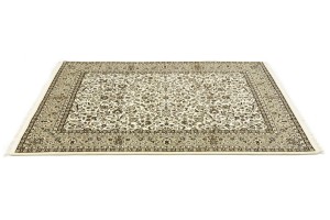 Cream Brown Floral 6X8 Kirman Oriental Rug