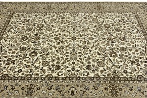 Cream Brown Floral 6X8 Kirman Oriental Rug