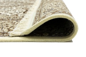 Cream Brown Floral 5X5 Kirman Oriental Square Rug