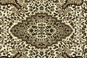 Cream Brown Floral 5X5 Kirman Oriental Square Rug