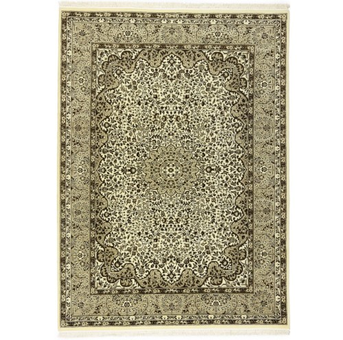 Cream Beige Brown Floral 6X8 Kirman Oriental Rug