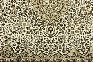 Cream Beige Brown Floral 6X8 Kirman Oriental Rug