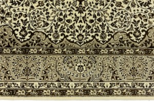 Cream Beige Brown Floral 6X8 Kirman Oriental Rug