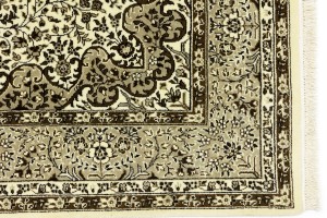 Cream Beige Brown Floral 6X8 Kirman Oriental Rug