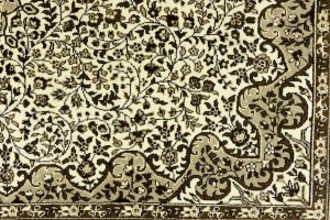 Cream Beige Brown Floral 6X8 Kirman Oriental Rug