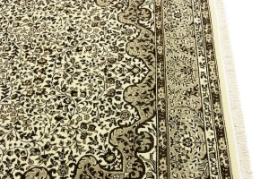 Cream Beige Brown Floral 6X8 Kirman Oriental Rug