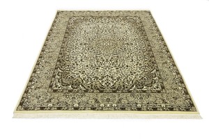 Cream Beige Brown Floral 6X8 Kirman Oriental Rug