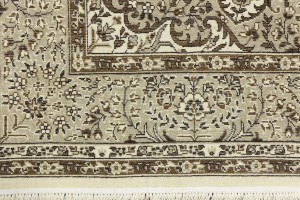 Cream Beige Brown Floral 6X8 Kirman Oriental Rug