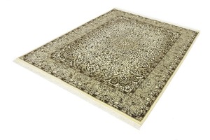 Cream Beige Brown Floral 6X8 Kirman Oriental Rug
