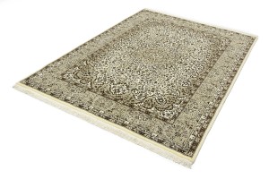 Cream Beige Brown Floral 6X8 Kirman Oriental Rug