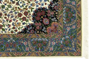 Cream & Blue Floral 5X7 Kirman Oriental Rug