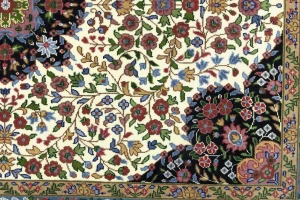 Cream & Blue Floral 5X7 Kirman Oriental Rug