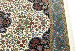 Cream & Blue Floral 5X7 Kirman Oriental Rug