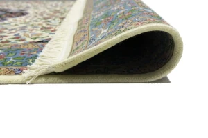 Cream & Blue Floral 5X7 Kirman Oriental Rug