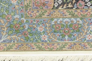 Cream & Blue Floral 5X7 Kirman Oriental Rug