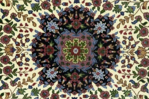 Cream & Blue Floral 5X7 Kirman Oriental Rug