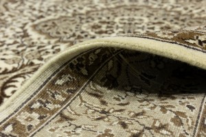 Cream Brown Floral 5X5 Kirman Oriental Square Rug