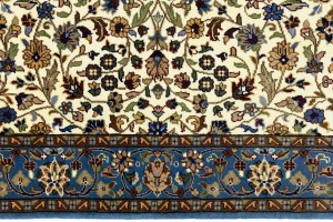 Cream Blue Floral 4X6 Kirman Oriental Rug