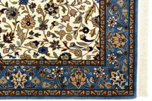 Cream Blue Floral 4X6 Kirman Oriental Rug