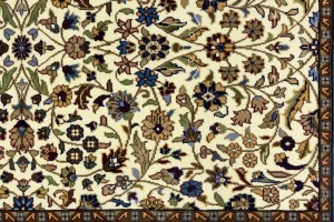 Cream Blue Floral 4X6 Kirman Oriental Rug