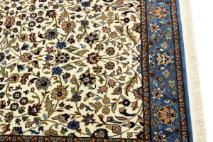 Cream Blue Floral 4X6 Kirman Oriental Rug